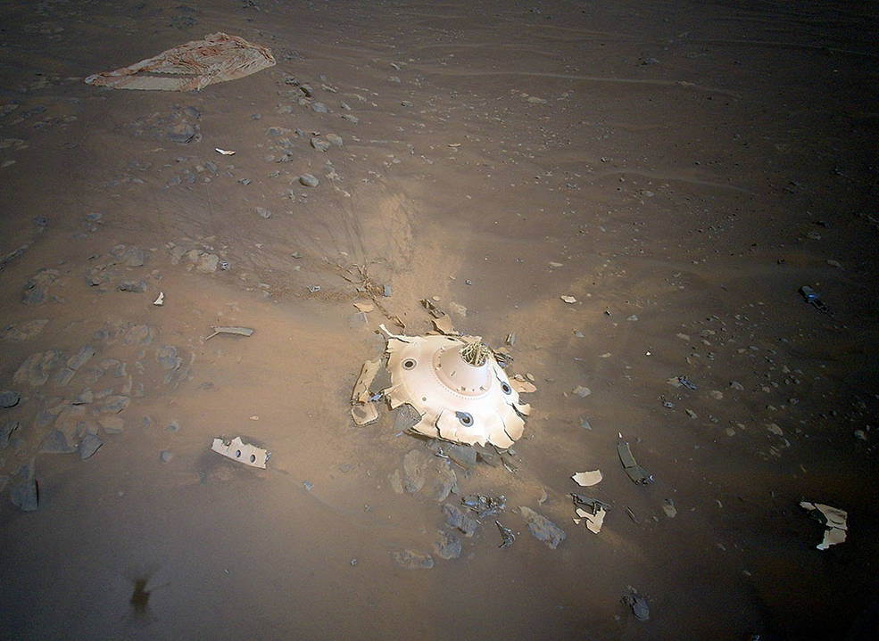 The protective back cover when Perseverance lands on the surface of Mars
