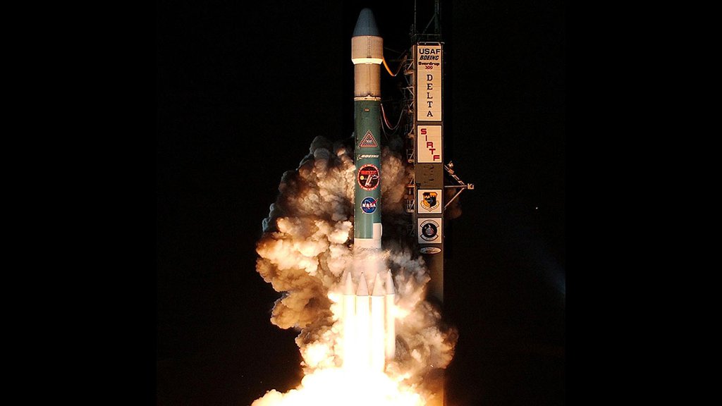 NASA's Spitzer Space Telescope, then known as the Space Infrared Telescope Facility, launches from the Cape Canaveral Air Force Station in Florida on Monday, Aug. 25, 2003.