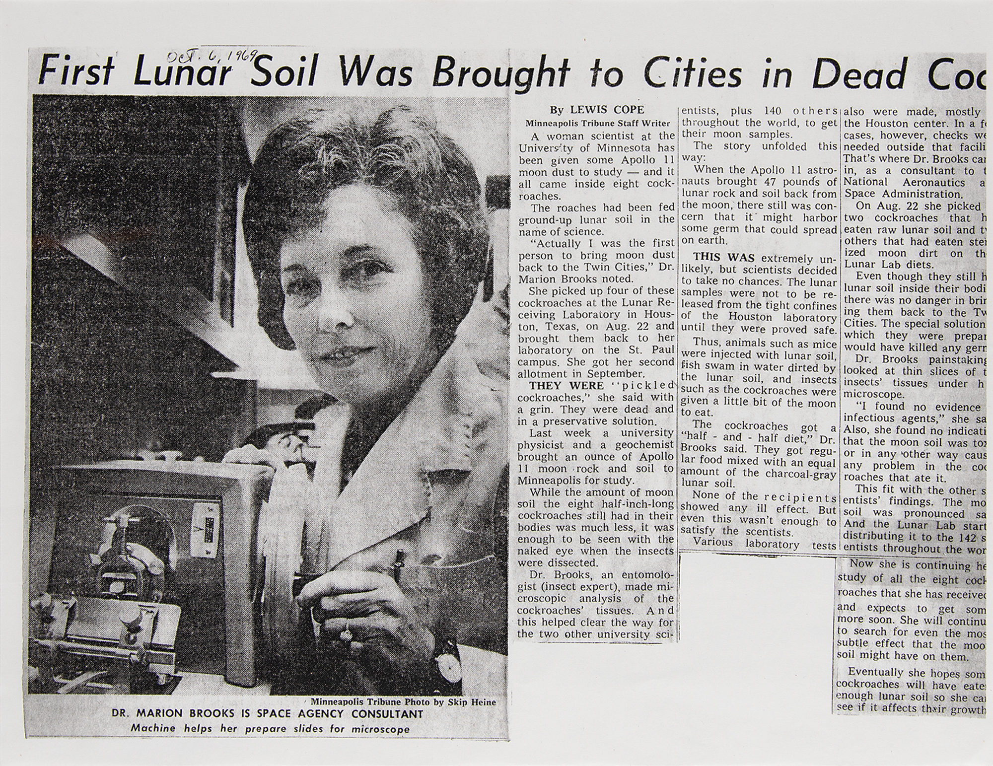 Brooks with her study about moon dust