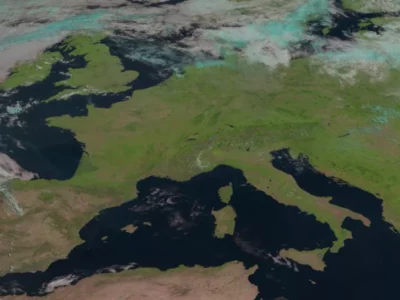 An unusually cloudfree view of Europe in July 2022