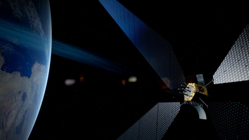 Conceptual image of a future in-orbit demonstrator for solar power in space.