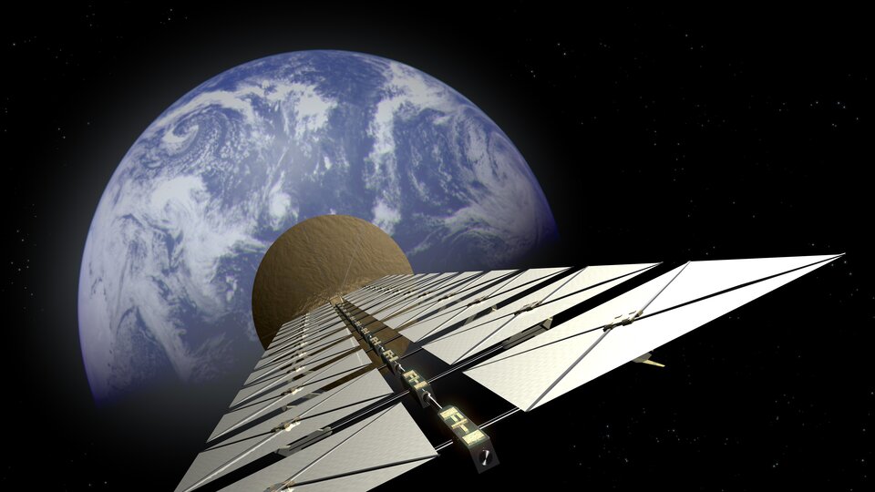 An artist's imagination of a solar-powered satellite