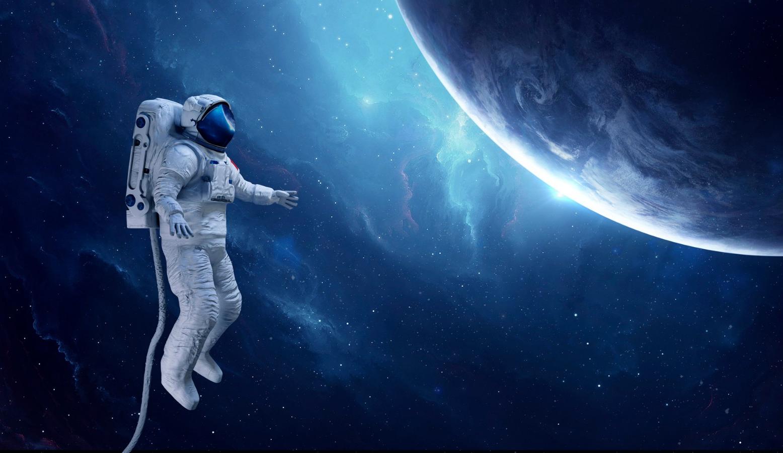 Imaginary picture of humans in space